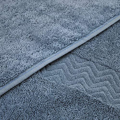 Cleanbear 100% Cotton Hand Towels 2-Pack, Highly Absorbent, 13” x 28” | Soft and Quick-Drying Hand Towels for Bathroom, Kitchen, Gym (Blue-Grey) - color: Blue-grey