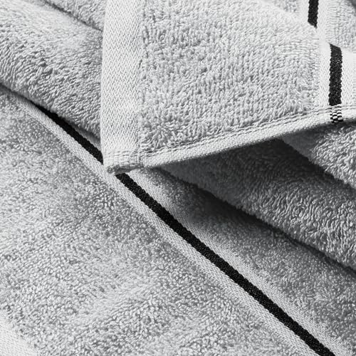 MyOwn Ultra Soft 6 Pack Cotton Towel Set, Contains 2 Bath Towels 28x55 inch, 2 Hand Towels 16x24 inch & 2 Wash Coths 12x12 inch, Ideal Everyday use, Compact & Lightweight - Light Grey - color: Light Grey, size: 6 Piece Set