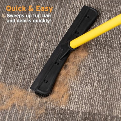 FURemover Pet Hair Removal Rubber Broom, 61" Telescopic Handle | Multi-Surface Rubber Broom with Built in Squeegee Edge, Sweeps up Fur, Hair, and Debris on Tile, Wood, Vinyl, and Carpet - size: 61" Telescopic Handle