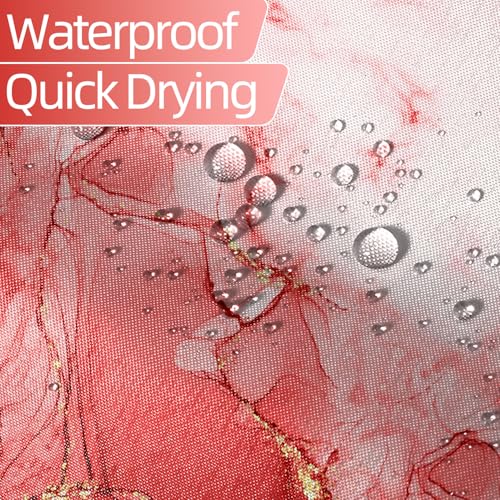 Red Marble Stall Waterproof Shower Curtain 36x72 inches | RV Small Shower Curtain Set for Bathroom, Abstract Modern, Machine Washable, Easy to Install with Hooks, Ombre White Red - color: Red, size: 36"W x 72"L (Pack of 1)