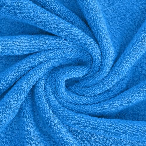 Feather & Stitch 100% Cotton Bath Towel Set of 6, 625 GSM Ultra Soft Highly Absorbent 2 Bath Towels, 2 Hand Towels & 2 Washcloth - Luxury Quick Dry Shower Towels. (Deep Cyan) - color: Deep Cyan