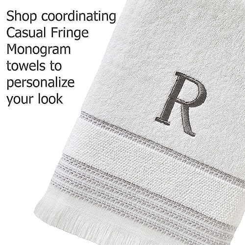 SKL Home Casual Fringe Fingertip Towel Set, 11" x 18", White, 2 Pack