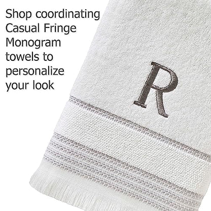 SKL Home Casual Fringe Fingertip Towel Set, 11" x 18", White, 2 Pack
