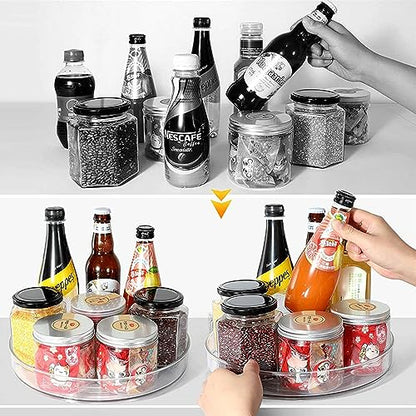 vacane 2-Pack 13Inch Lazy Susan Cabinet Organizer, Plastic Rotating Organizer Spice Rack Condiment Organizer for Pantry, Countertop, Cupboard, Refrigerator-Clear - size: 13 Inch | 1 Tier
