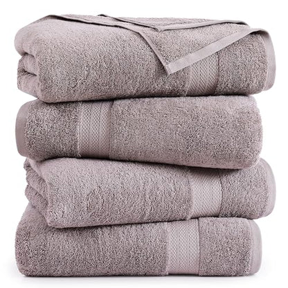 LANE LINEN Bath Sheets Quick Dry 100% Cotton 4 Pack Oversized - Platinum | Hotel Bath Sheets - Oversized & Roomy, Lightweight & Breathable, Fade-Resistant Color, Classic Terry Weave, Densely Woven - color: 05: Platinum, size: 4 Piece Bath Sheets