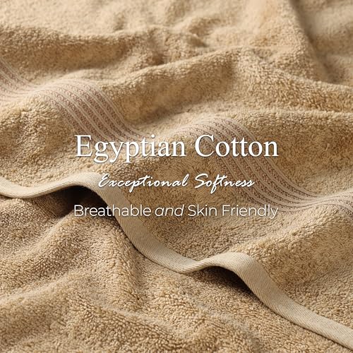 Superior 100% Long Staple Combed Cotton Face Towels, 10 Piece, Toast - color: Toast, size: 10 Piece