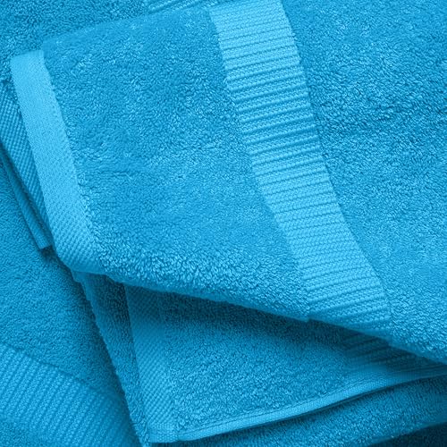 SALBAKOS 12-Piece 100% Turkish Cotton Washcloths and Face Towels, Aqua | 13x13 in Standard Size Small Towel, Multi-use Bathroom & Kitchen, Thick Super Soft Absorbent Durable, Oeko-Tex Made in Turkey - color: Aqua, size: 12 Washcloths