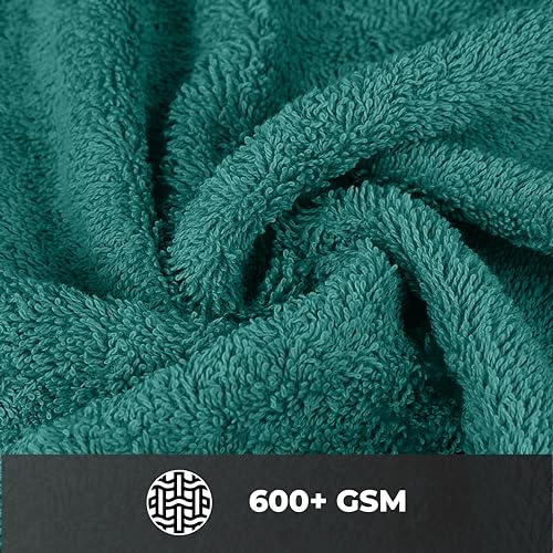 Ocean Towel Set for Bathroom 100% Luxury Cotton Bath Towels Set of 8 (2 Bath Towel and 2 Hand Towel Set & 4 Wash Cloth) - Green Soft Towels Bathroom Set 600 GSM Double Stitched for Durability - color: Green