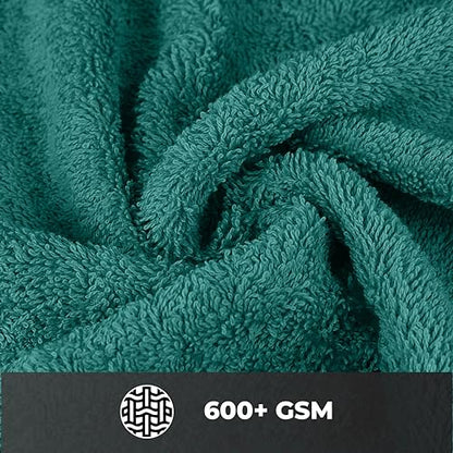 Ocean Towel Set for Bathroom 100% Luxury Cotton Bath Towels Set of 8 (2 Bath Towel and 2 Hand Towel Set & 4 Wash Cloth) - Green Soft Towels Bathroom Set 600 GSM Double Stitched for Durability - color: Green