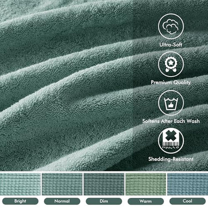 Madison Park 800GSM 100% Cotton Bathroom Bath Towel Set of 8, Dusty Green | Long Staple, Highly Absorbent, Durable Hotel Spa Quality, Quick Dry, Double Stitched Hems, Lint Reducing, OEKO-TEX Certified - color: Dusty Green, size: Multi-Sizes