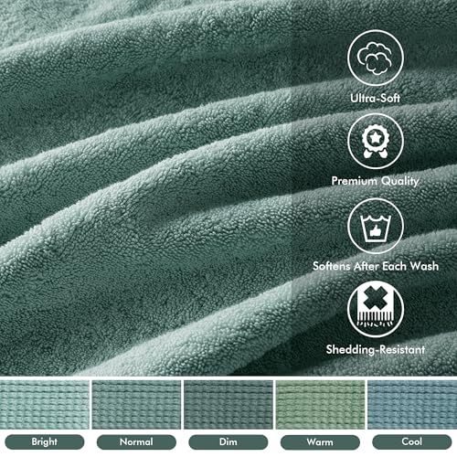 Madison Park 800GSM 100% Cotton Bathroom Bath Towel Set of 8, Dusty Green | Long Staple, Highly Absorbent, Durable Hotel Spa Quality, Quick Dry, Double Stitched Hems, Lint Reducing, OEKO-TEX Certified - color: Dusty Green, size: Multi-Sizes