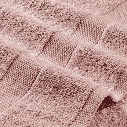 White Classic Pink Bath Towel Set of 6-100% Cotton Highly Absorbent Towels for Bathroom, 2 Luxury Bath Towels 650GSM, 2 Hand Towels, 2 Washcloths - color: Pink