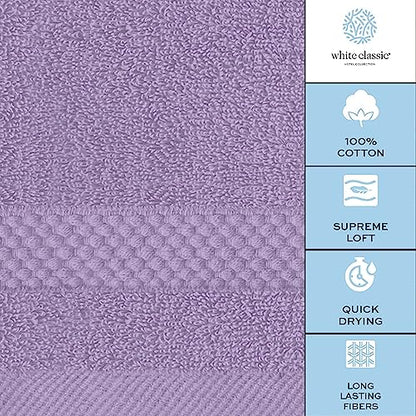 White Classic Luxury Cotton Washcloths 13x13 Inch - 650 GSM Turkish Cotton | Hotel, Spa, Bathroom Face Towel | 12 Pack, Lavender - color: 16: Lavender