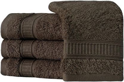 LA' HAM MAM FINE LIVING Luxury Turkish Cotton Towels Easy Care, Extra Soft & Absorbent, Hotel & Spa Quality, Kitchen & Bathroom Turkish Towels (Washcloth Set - 4 Pack, Dark Brown) - color: Dark Brown, size: Washcloth Set - 4 pack
