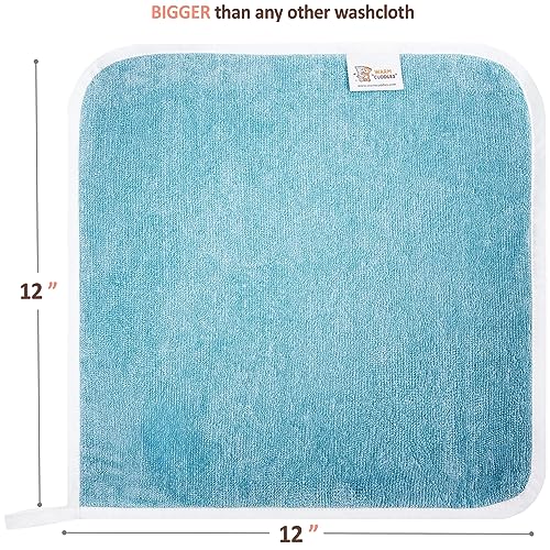 Soft Baby Washcloths Set - Absorbent Natural Baby Wash Cloth for Delicate Skin - 12"x12" Large Baby Bath Washcloths - Newborn Bath Face Towel (Blue) - color: Blue