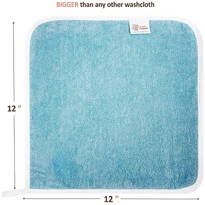 Soft Baby Washcloths Set - Absorbent Natural Baby Wash Cloth for Delicate Skin - 12"x12" Large Baby Bath Washcloths - Newborn Bath Face Towel (Blue) - color: Blue