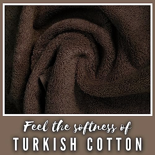 LA' HAM MAM FINE LIVING Luxury Turkish Cotton Towels Easy Care, Extra Soft & Absorbent, Hotel & Spa Quality, Kitchen & Bathroom Turkish Towels (Washcloth Set - 4 Pack, Dark Brown) - color: Dark Brown, size: Washcloth Set - 4 pack