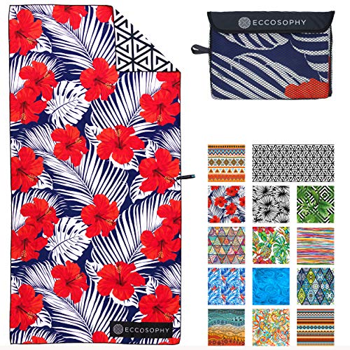 Microfiber Beach Towel - Quick Dry, Sand Free and Oversized 71x35 | Super absorbent, lightweight, swimming, gym, extra large, pool, cruise, camping, yoga, travel, compact, carry bag, vacation - color: Fiji