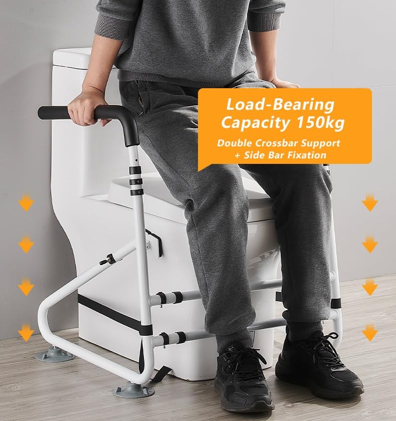 Toilet Safety Rails,Toilet Handles Safety Frames,Free Standing Adjustable Height Width Toilet Safety Frame Fit Any Toilet(A) - color: A