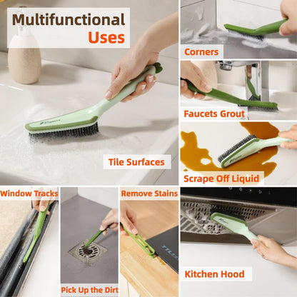 3-in-1 Detail Cleaning Brush, Crevice Grout Brush, Orange | Detachable Design Converts Between a Narrow Crevice Brush and Surface Scrubber, Ergonomic Grip & Hard Bristles for Deep Clean - color: Orange