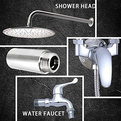 2pcs Shower Head Extension Arm Adapters | 1/2PT Male to 1/2PT Female Thread, 40mm/1-9/16 Inch Length, Stainless Steel, Cast Pipe Fitting Coupler - size: 40 mm