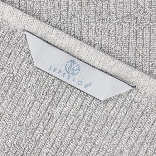 Superior Destin Viscose Cotton Blend Medium Weight Towels, Kitchen, Bathroom, Spa, Plush, Quick Dry, Ultra-Soft Towels, Bath Essentials, Ribbed Design, Absorbent Hand Towels, Set of 6, Platinum
