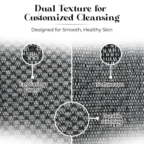 Exfoliating Washcloth – Long Japanese-Style Back Scrubber for Shower, 2-Sided Body Scrub Exfoliating Towel, Quick Dry Bath Cloth for Men & Women, Black - color: Black