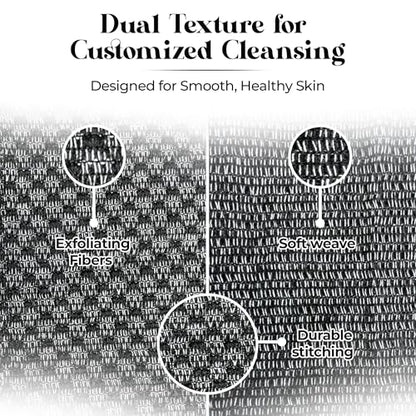 Exfoliating Washcloth – Long Japanese-Style Back Scrubber for Shower, 2-Sided Body Scrub Exfoliating Towel, Quick Dry Bath Cloth for Men & Women, Black - color: Black