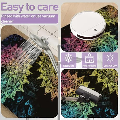 Mandala Flower Bathroom Rugs Mat, Super Absorbent Quick Drying Floor Mat for Bathroom Entryway 17"x30" - color: Mandala Flower