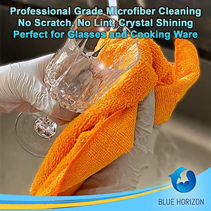 Microfiber Cleaning Towels, 24 Pack, Double Sided Ultra Soft Plush Washcloth, All Purpose Premium Microfiber Detailing Cleaning Cloths Shop Towels(16" x 16", Navy Blue) - color: Navy Blue