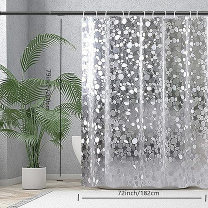 Shower Curtain Liner, Waterproof EVA 3D Shower Curtains with Duty Heavy Bottom Magnets and Rust Proof Grommets, Weighted Shower Liner for Shower Stall, Bathtubs - color: Clear Pebble, size: 72"W x 78"L (Pack of 1)