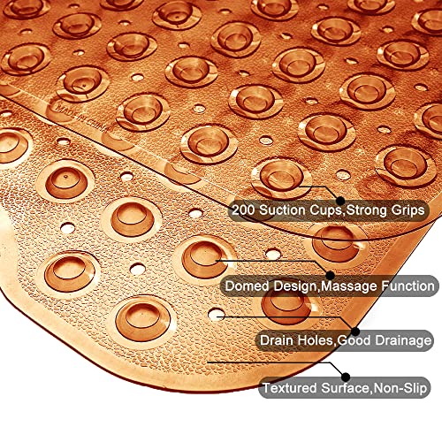 Tree Bud Bathtub Mats for Shower Tub Non-Slip Bath Mat 39 x 16 Inch Extra Long Shower Mat, Bath Tub Mat for Bathroom with Machine Washable, BPA Free for Kids (Clear Brown) - color: Clear Brown