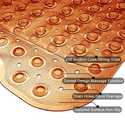 Tree Bud Bathtub Mats for Shower Tub Non-Slip Bath Mat 39 x 16 Inch Extra Long Shower Mat, Bath Tub Mat for Bathroom with Machine Washable, BPA Free for Kids (Clear Brown) - color: Clear Brown