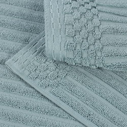 SUPERIOR Cotton 2-Piece Solid and Ribbed Bath Towel Set, Bath Towels- 27" x 54", Basil - color: Basil, size: Bath Towel 2-Pack
