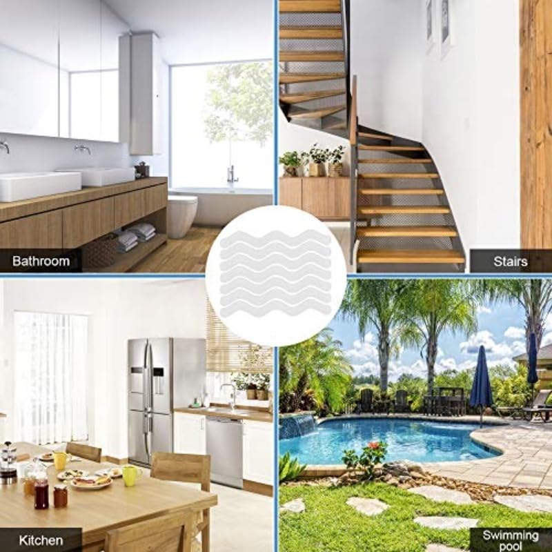 Anti Slip Shower Stickers Bathroom Anti-Slip Strip, Transparent Bathtub Anti-Slip Sticker Tape for Bathroom Tub Floor (透明-12pcs)