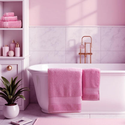 COZYART Bath Towel Set 6 PCS, Pink Luxury 100% Turkish Cotton 650GSM | Soft Absorbent Quick Dry, OEKO‑Tex 100 Cert. Zero Twist Ring Spun Cotton, Plush Fluffy, Breathable Hotel Quality Towels Set - color: Pink
