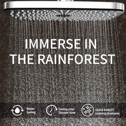 High Pressure Shower Head with Handheld, Upgrade Rain Shower Heads with Fixed Showerhead Combo, 10 Sprays Handheld Shower Head Built in Power Jets, 71" Long Hose, Chrome Silver - color: Chrome