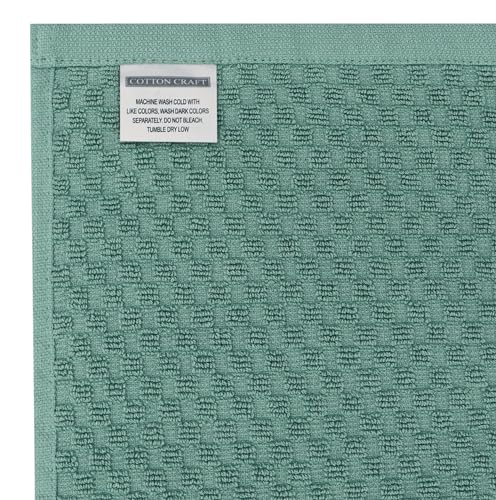 COTTON CRAFT Amazing Kitchen Towels - 8 Pack 100% Cotton Waffle Terry Towel | Seafoam - 16x28 Euro Café Waffle Weave Dish Towels - Soft Absorbent Quick Dry Low Lint Reusable Pantry Bar Cleaning Cloth - color: Seafoam, size: 8 Pack