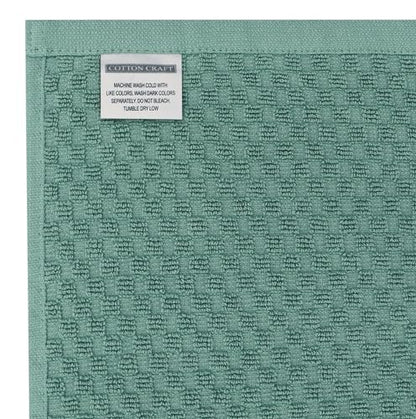 COTTON CRAFT Amazing Kitchen Towel - 12 Pack 100% Cotton Waffle Terry Towel | Seafoam 16x28 inch Euro Café Waffle Weave Dish Towels - Soft Absorbent Quick Dry Low Lint Reusable Pantry Bar Cleaning Cloth - color: Seafoam, size: 12 Pack
