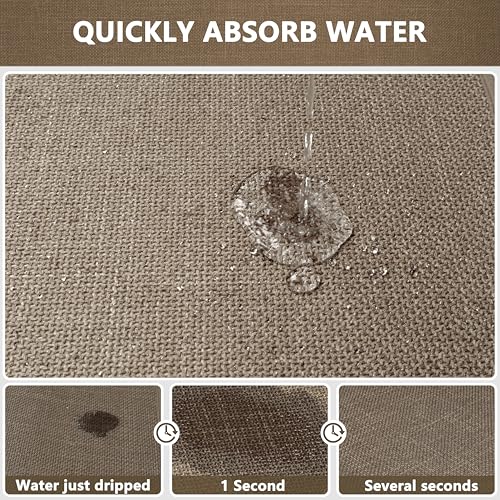 Non Slip Bath Mat Thin Bathroom Rugs Fit Under Door | Machine Washable Quick Dry Camel Small Toilet Rugs with Rubber-Backing, 17" x 24" - color: Dark Beige, size: Small(17"x24")