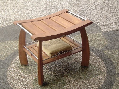 Grade-A Teak Wood Shower/Bath Room/Pool Bench with Shelf