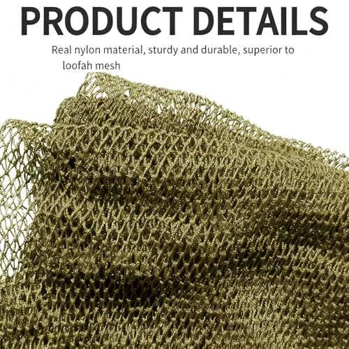 SPMKTBOZAI African Net Sponge Authentic, Exfoliating Net for Body Back | African Net Sponge with Knots| Long Stretch Net Sponge| African Net for Sensitive Skin| Durable & Quick Dry| Daily Use| Khaki - color: Khaki