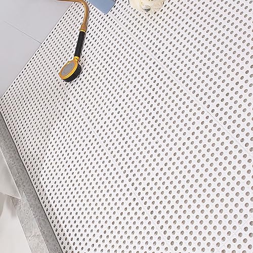 Tyenaza 10Pcs Bath Tub Shower Mat, Suction Cup Floor Mats Anti Slip Plastic Mosaic Bath Mat Tub Bathroom Mats for Kitchen Bathroom (White) - color: White