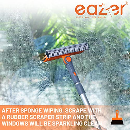 eazer Professional Window Squeegee, 2-in-1 Rotatable Squeegee for Window Cleaning Kit, Window Cleaner Tool, Window Washing Equipment Kit with Extension Pole for Shower/Windshield - 2 Head - size: 31inch