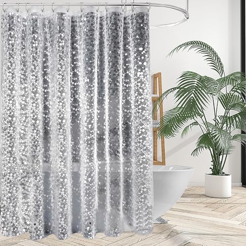 Shower Curtain Liner, Waterproof EVA 3D Shower Curtains with Duty Heavy Bottom Magnets and Rust Proof Grommets, Weighted Shower Liner for Shower Stall, Bathtubs - color: Clear Pebble, size: 72"W x 72"L (Pack of 1)
