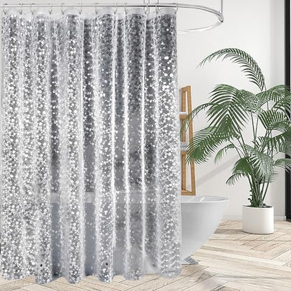 Shower Curtain Liner, Waterproof EVA 3D Shower Curtains with Duty Heavy Bottom Magnets and Rust Proof Grommets, Weighted Shower Liner for Shower Stall, Bathtubs - color: Clear Pebble, size: 72"W x 78"L (Pack of 1)