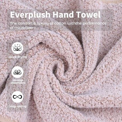 Everplush 4-Piece Premium Hand Towel Sets: Super-Soft, Highly Absorbent & Quick Drying Bathroom Towels – Versatile for Hotel, Bathroom, Shower, Spa, 16x30 Inches(Brown, 16" x 30") - color: Brown