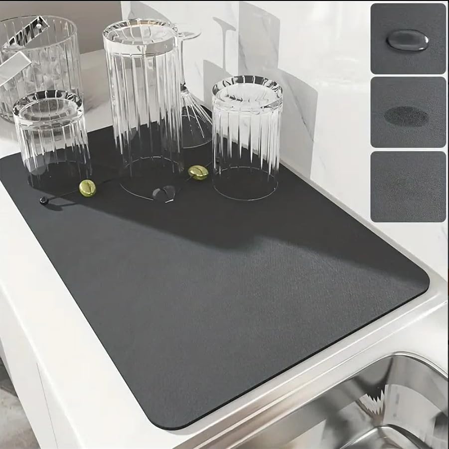 1pc Super Absorbent Coffee Mat, Large Absorbent Draining Mat, Dish Drying Mat, Quick Dry Bathroom Drain Pad, Home Kitchen Supplies