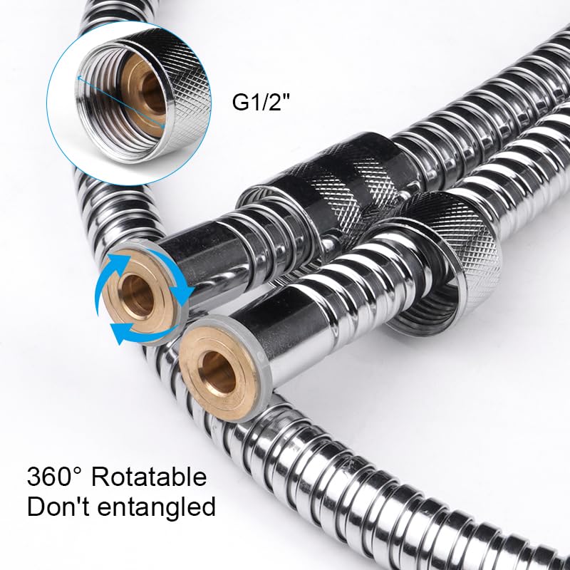 79 Inch Stainless Steel Shower Hose Replacement, Flexible and Durable Handheld Shower Head Hose with Brass Insert and Nut, Compatible with RV and Standard Showers