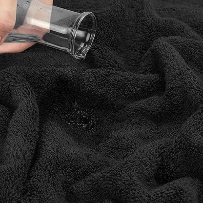 Cotton Paradise 100% Cotton Turkish Towel Set, Soft Absorbent Quick Dry, 6 Piece Towel Set, Coal Black - color: Coal Black, size: (27"x54") +( 16"x28") + (13"x13")